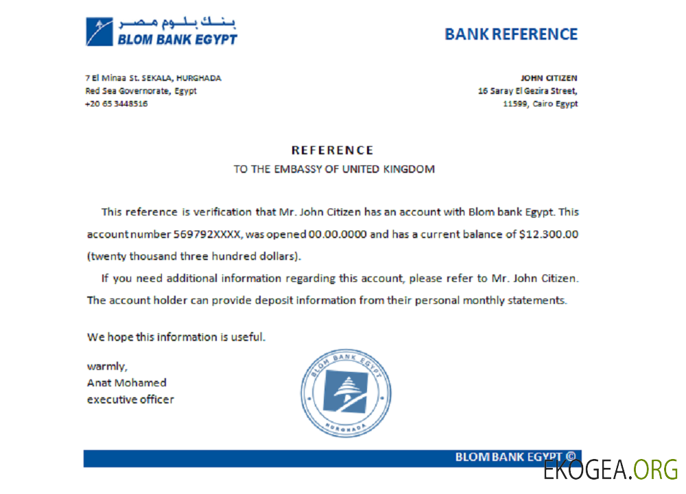 Egypte , Blom Bank , reference
